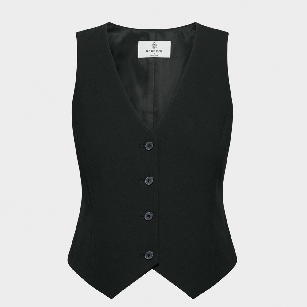 Babaton Black Tailored Button-Front Vest